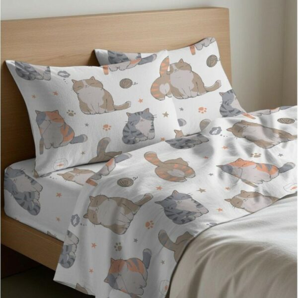 Completo letto flanella Gatti singolo