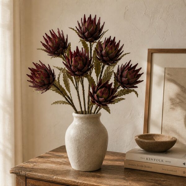Bromelia artificiale bordeaux