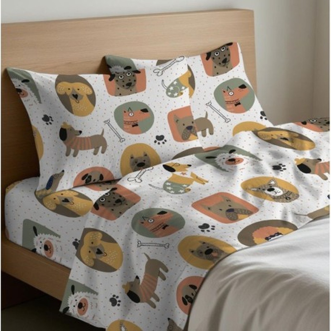 Completo letto flanella Cani una piazza e mezza