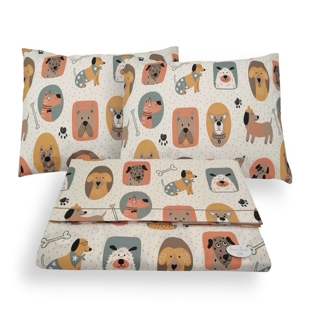 Completo letto flanella Cani una piazza e mezza - immagine 2