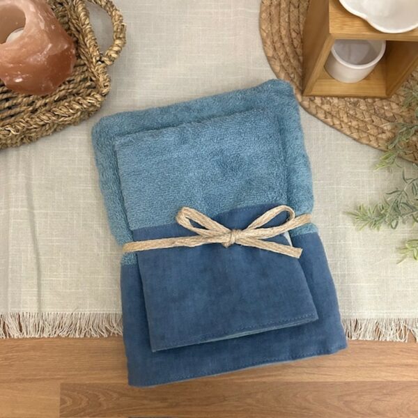 Coppia di spugne Linen blu