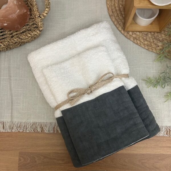 Coppia di spugne Linen bianco e grigio