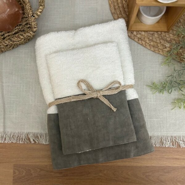 Coppia di spugne Linen bianco e tortora