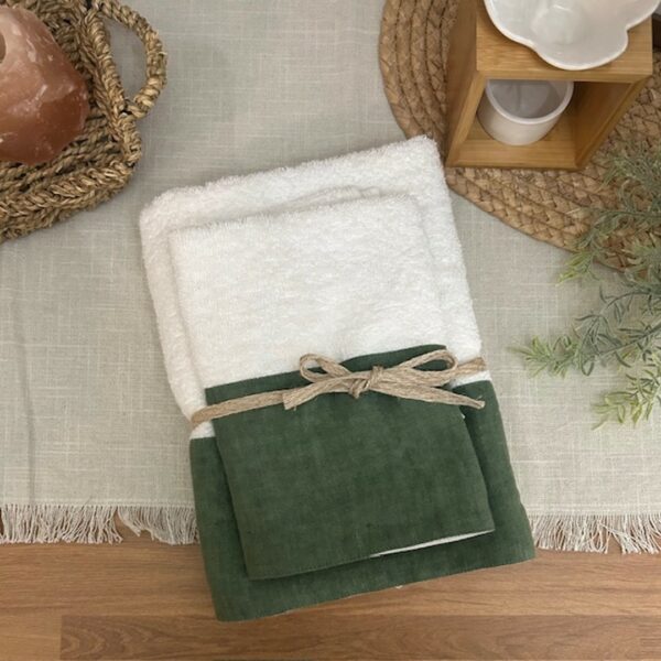 Coppia di spugne Linen bianco e verde