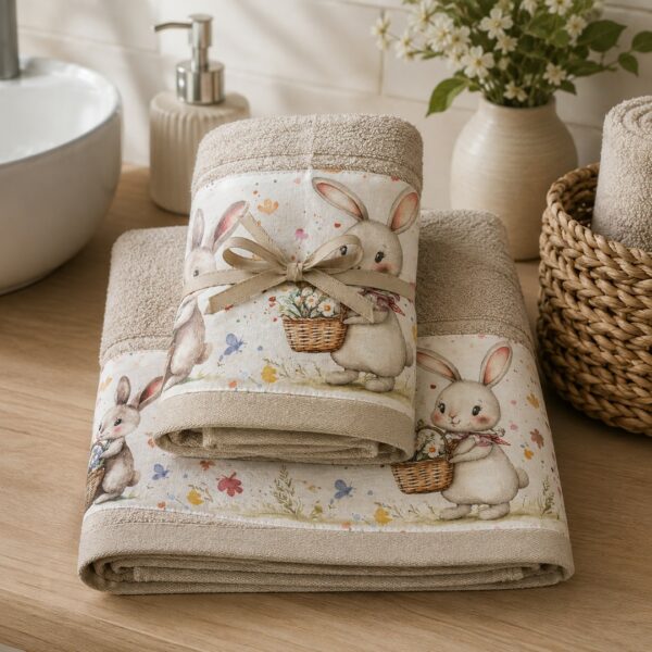 Coppia di spugne Coniglietti beige