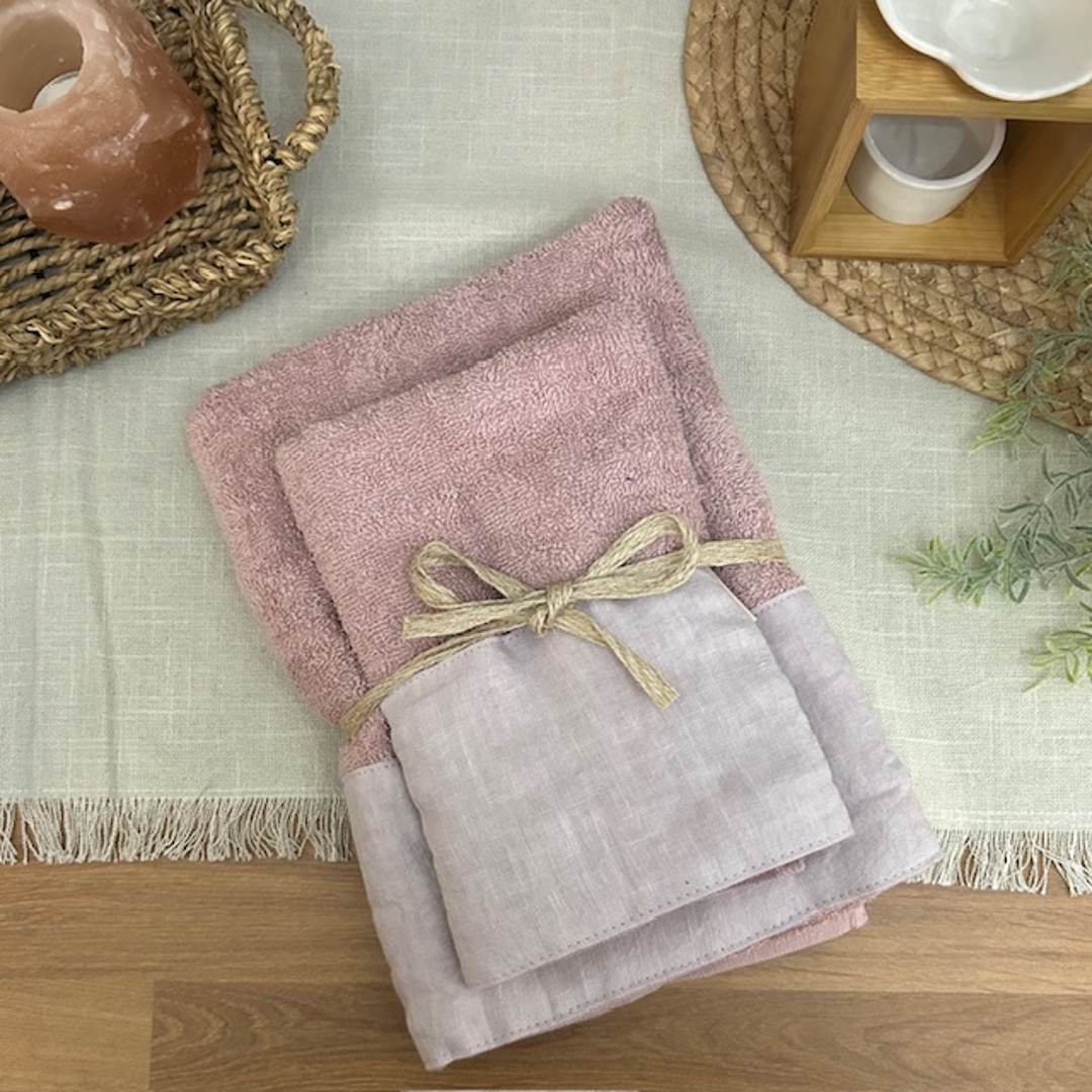 Coppia di spugne Linen rosa