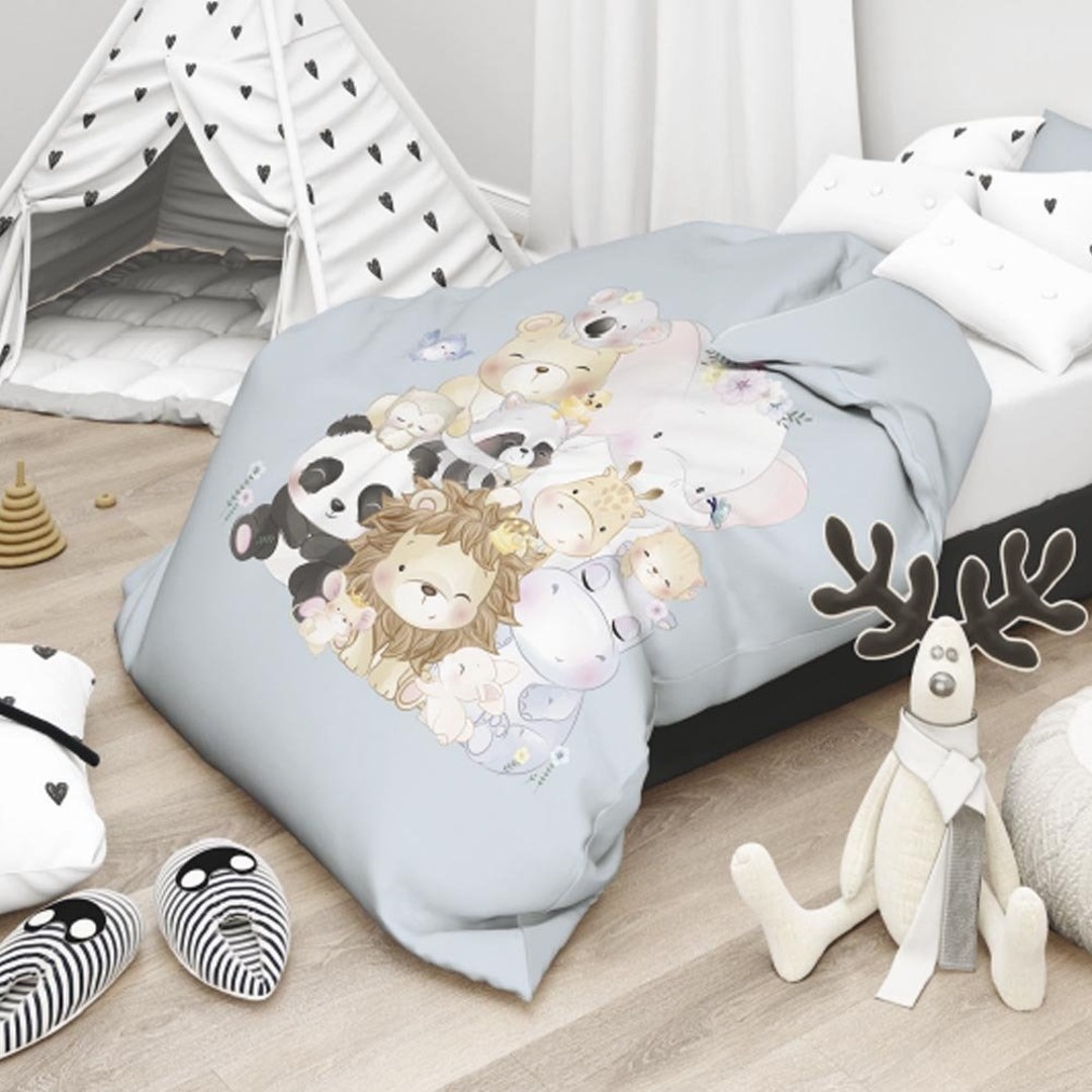 Parure copripiumino Baby Dream Animaletti azzurro