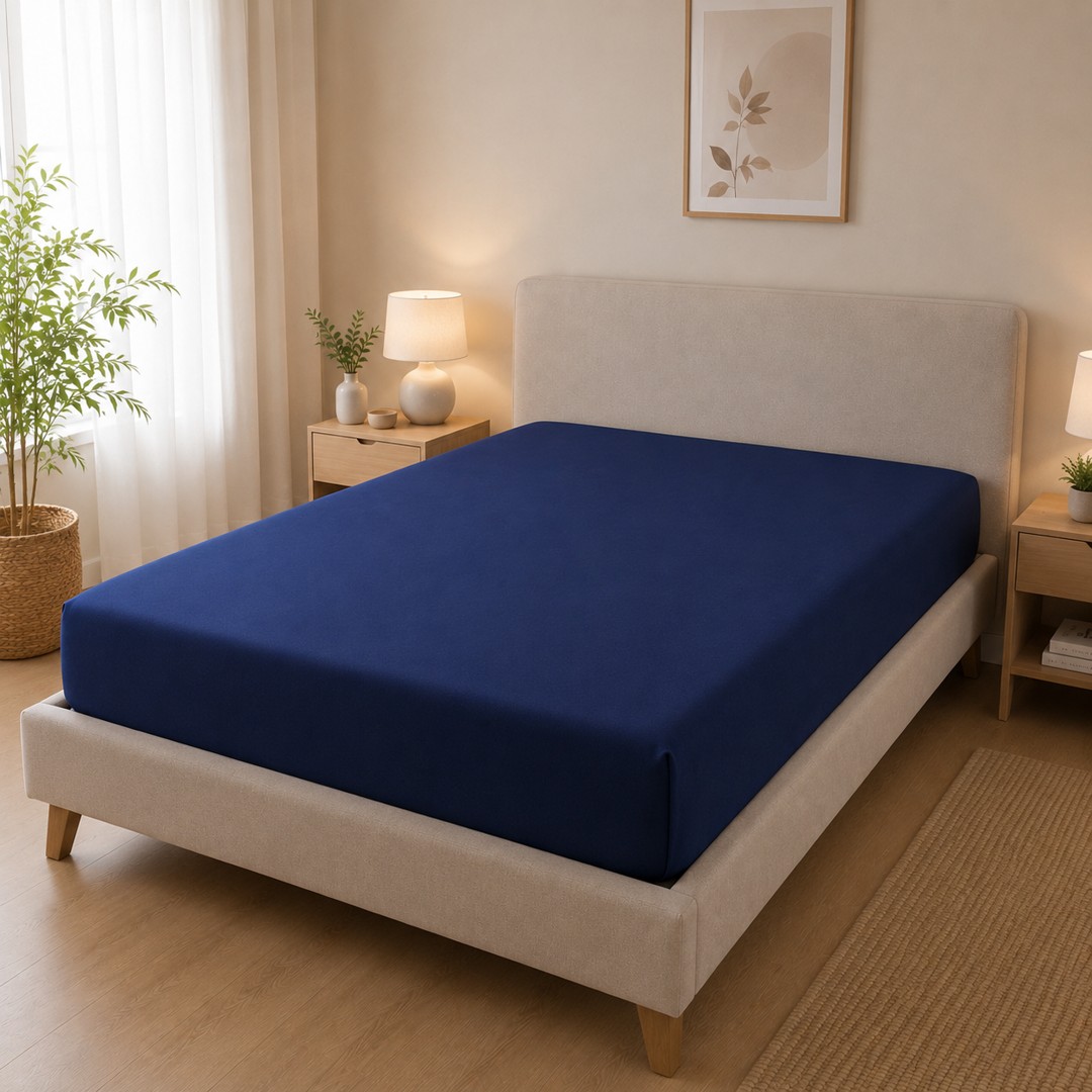 Lenzuolo una piazza e mezza con angoli Jersey blu