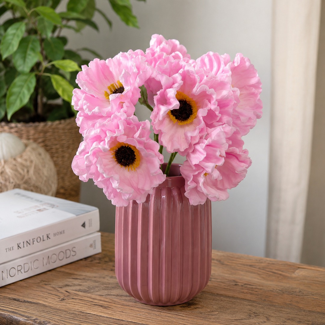 Mazzo artificiale di Papaveri rosa
