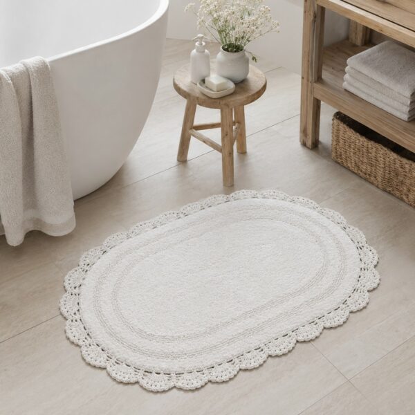 Tappeto Ovale crochet bianco