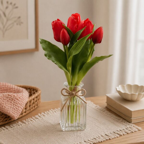 Mazzo artificiale di Tulipani rossi