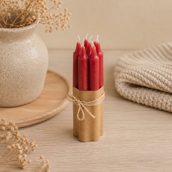 5 candele rosse 18 cm