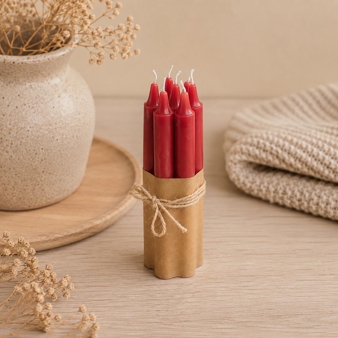 5 candele rosse 18 cm