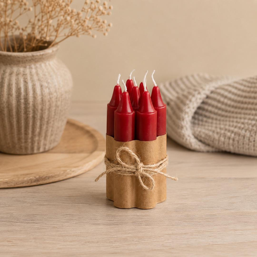 7 candele rosse 11,5 cm