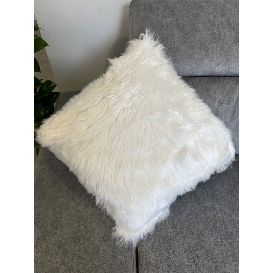 Fodera pelosa per cuscino arredo bianca - immagine 2
