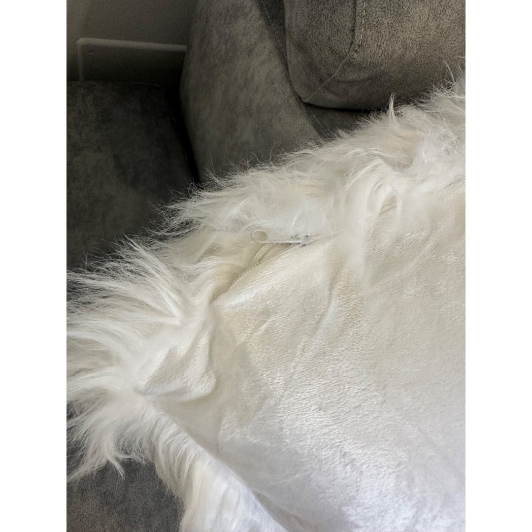 Fodera pelosa per cuscino arredo bianca - immagine 6