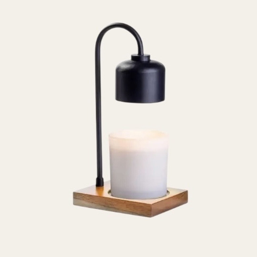 Lampada arco nera con diffusore per cere e candele - immagine 2