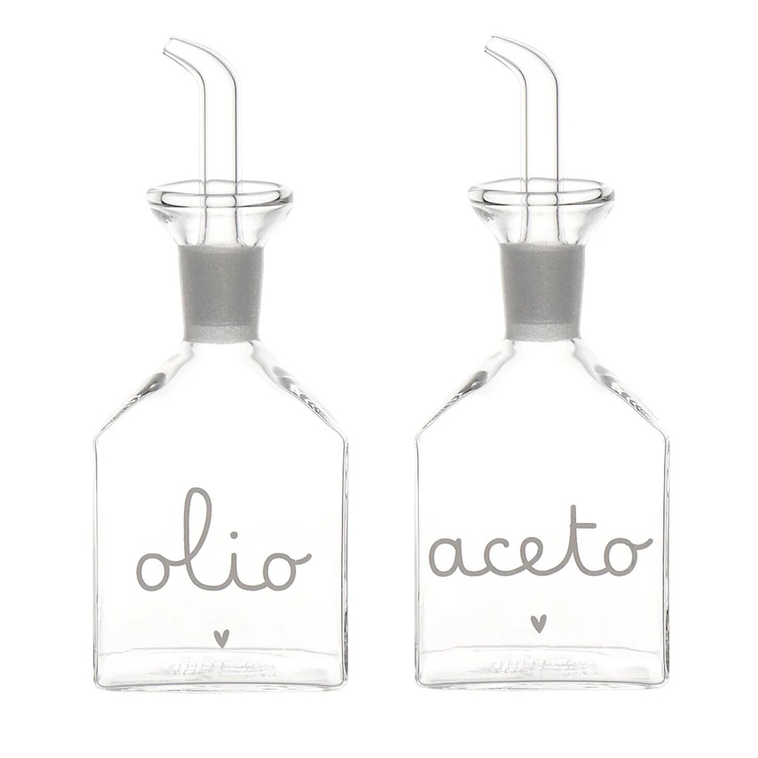 Set Ampolle quadrate olio - aceto cuore - immagine 2