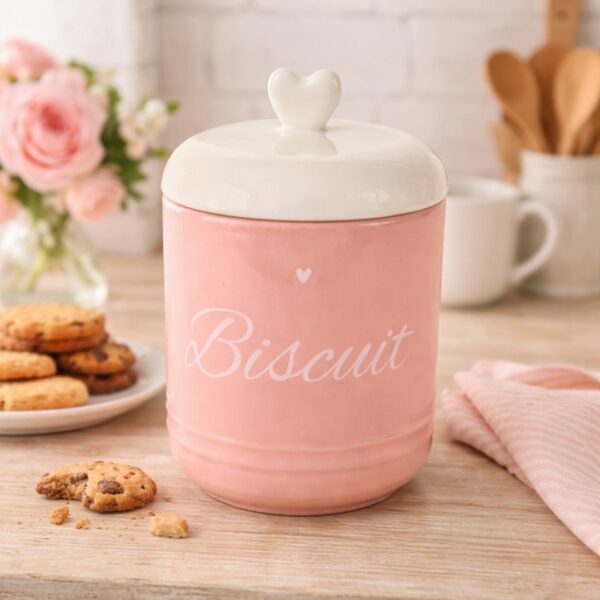 Barattolo Biscotti cuore rosa