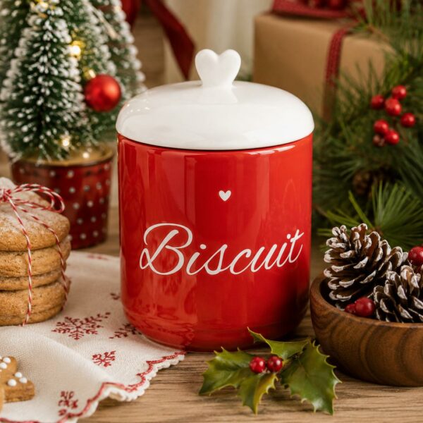 Barattolo Biscotti cuore rosso