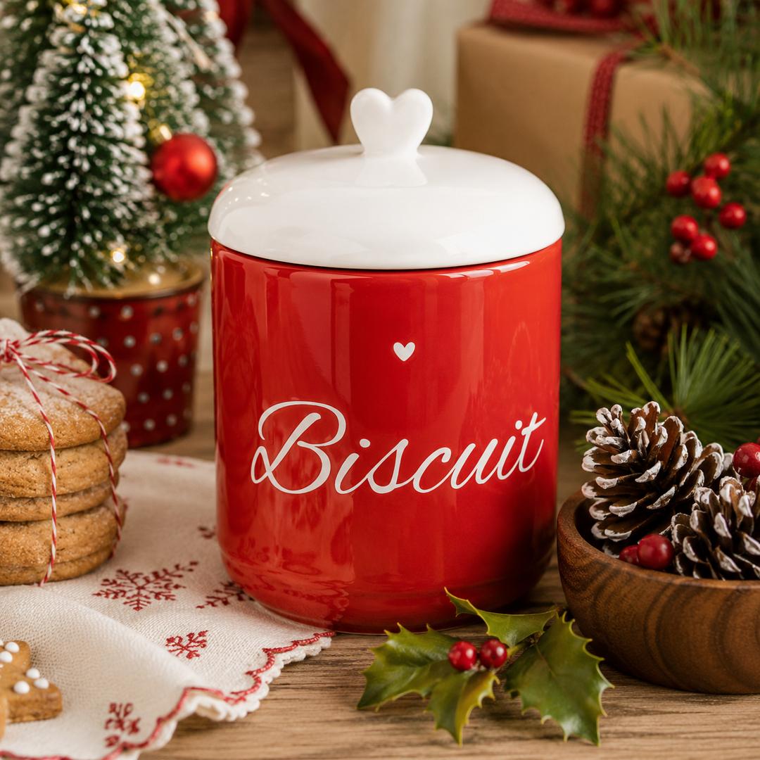 Barattolo Biscotti cuore rosso