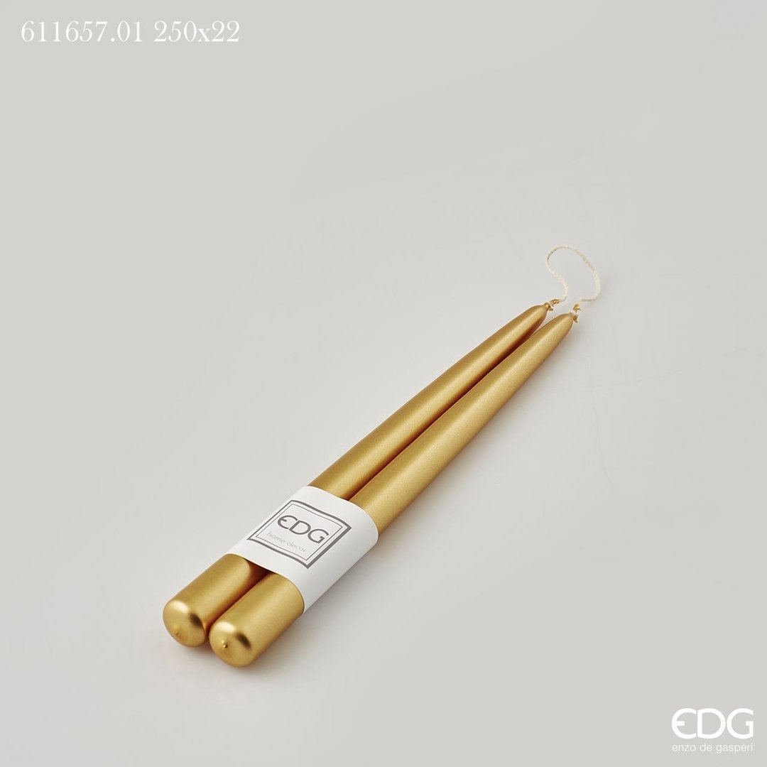 Coppia di Candele stelo oro 25 cm - immagine 2