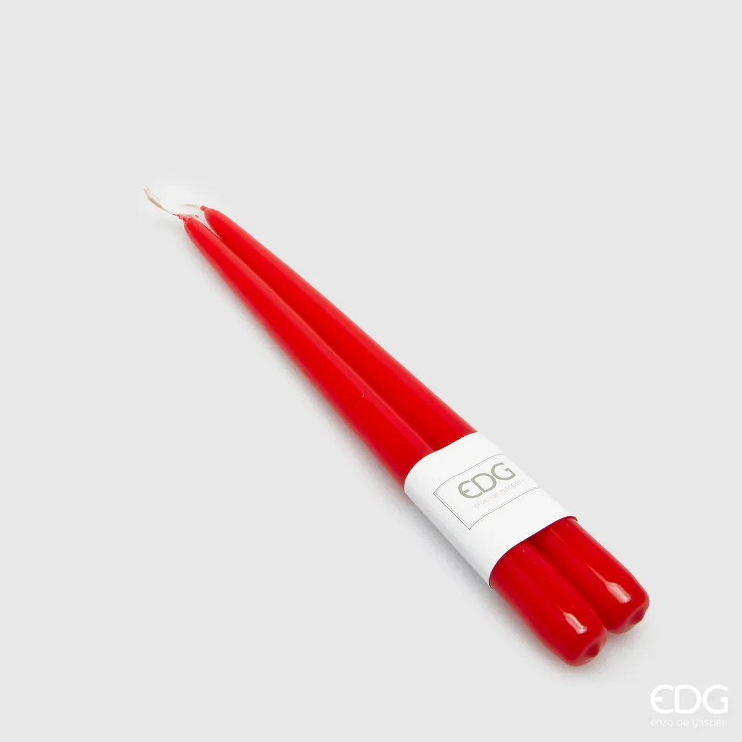 Coppia di Candele stelo rosse 25 cm - immagine 2