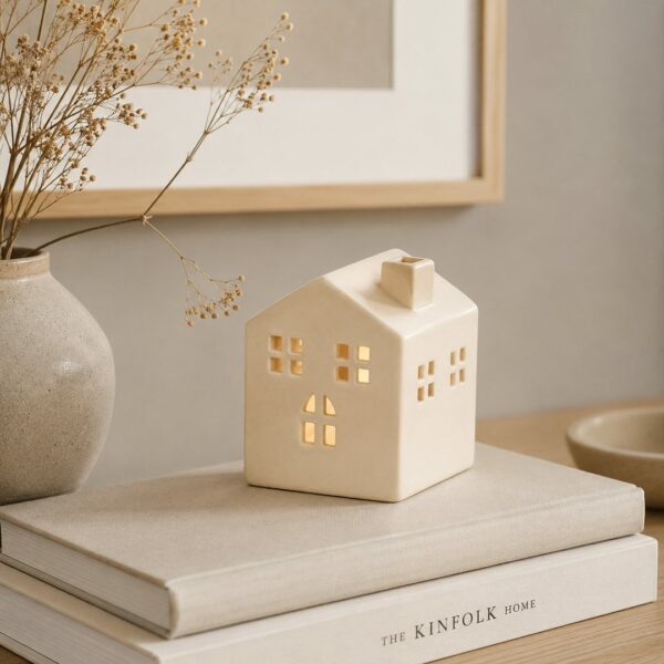 Casetta porta tealight bianca mini