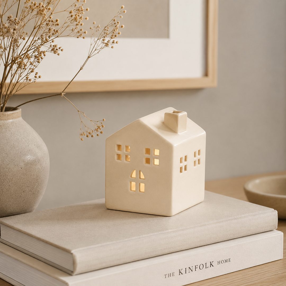 Casetta porta tealight bianca mini