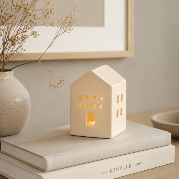 Casetta porta tealight bianca senza camino