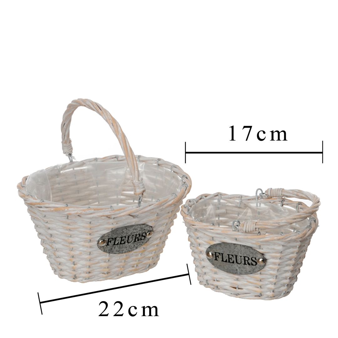 Cestino ovale bianco Fleurs medium - immagine 2