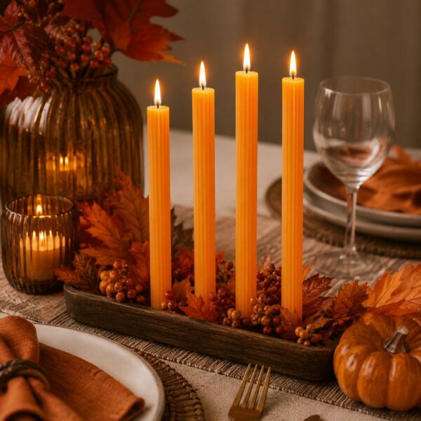 Confezione 4 candele arancioni