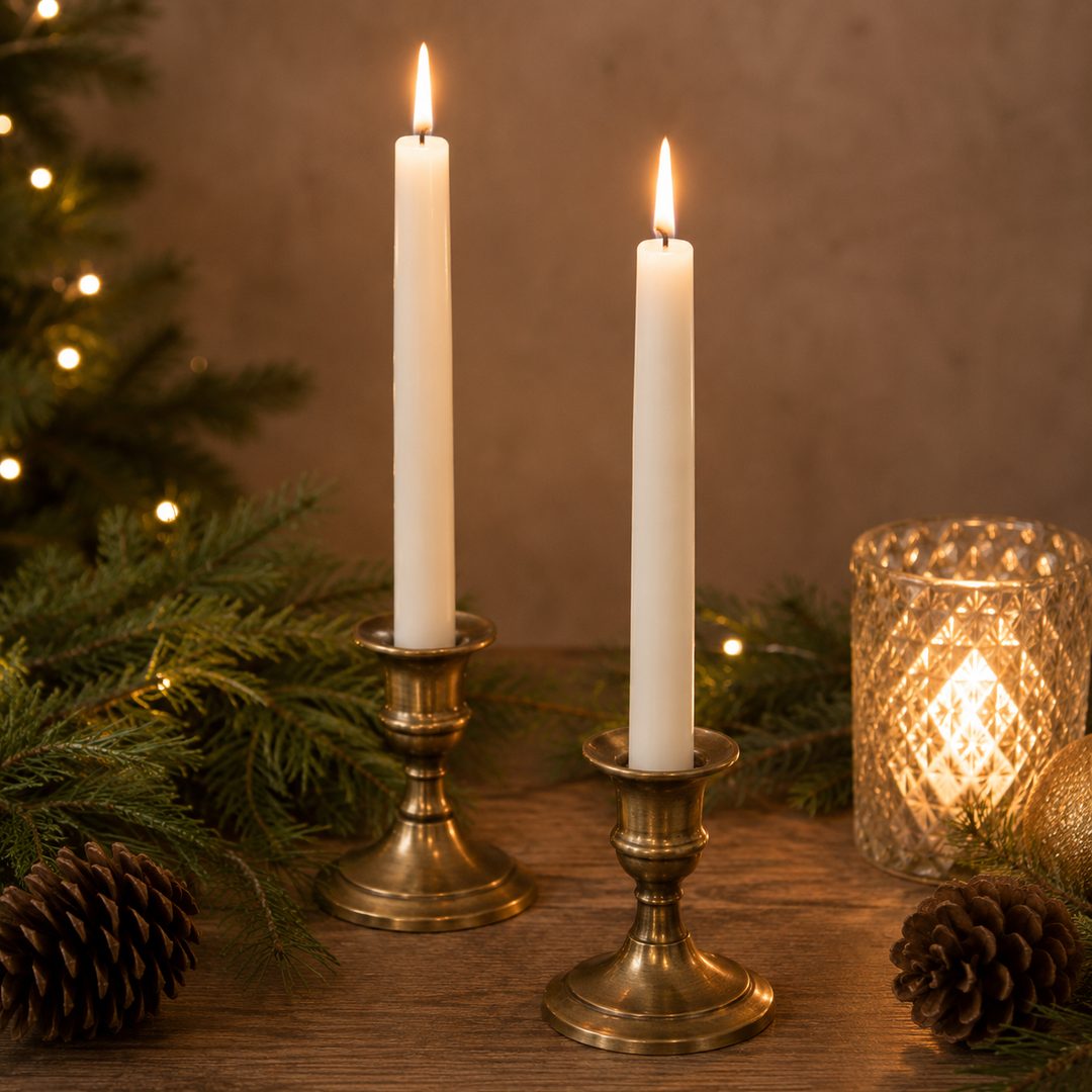 Coppia di Candele stelo bianche 25 cm
