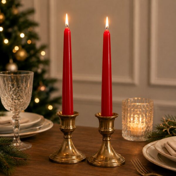 Coppia di Candele stelo rosse 25 cm