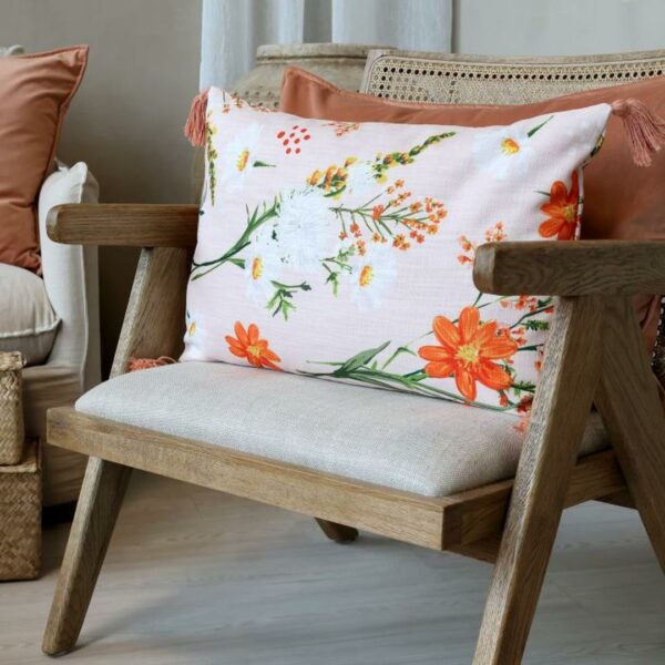 Cuscino arredo fiori arancio