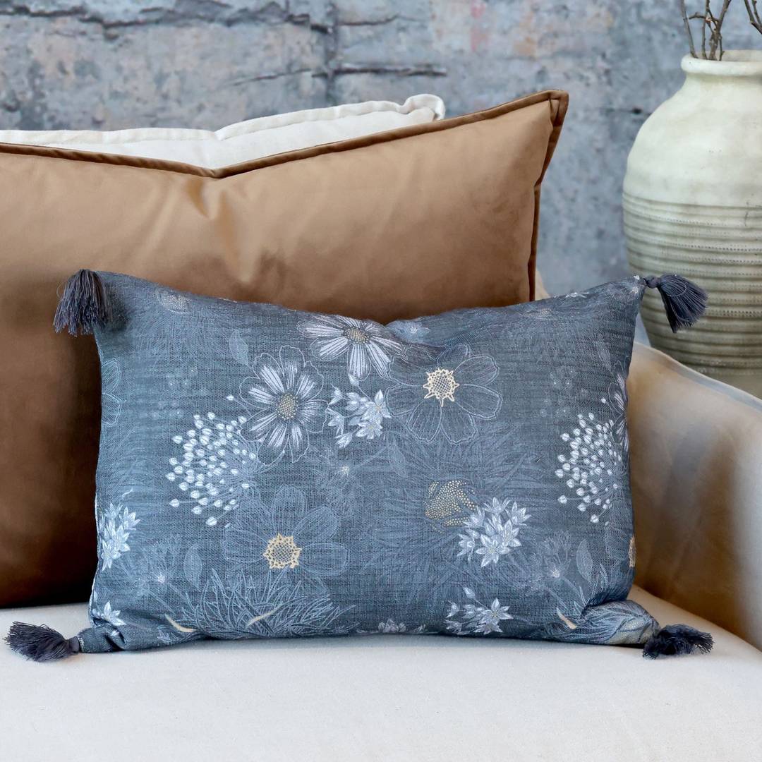 Cuscino arredo Fiori grigi