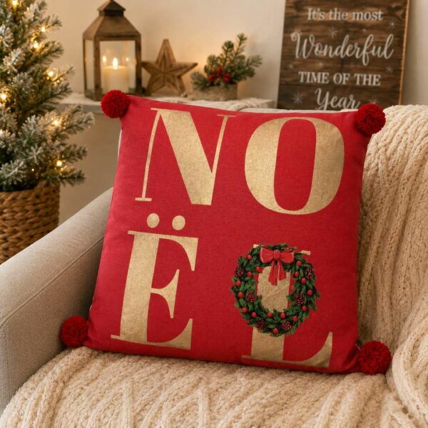Cuscino "Noel" con ponpon