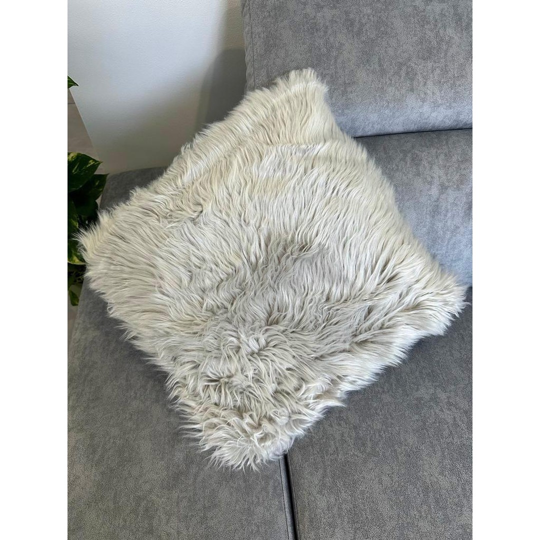 Fodera pelosa per cuscino arredo grigia - immagine 2