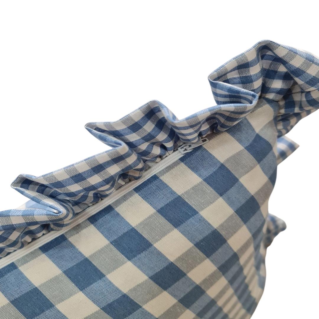 Fodera per cuscino arredo Vichy azzurro 40x40 - immagine 2