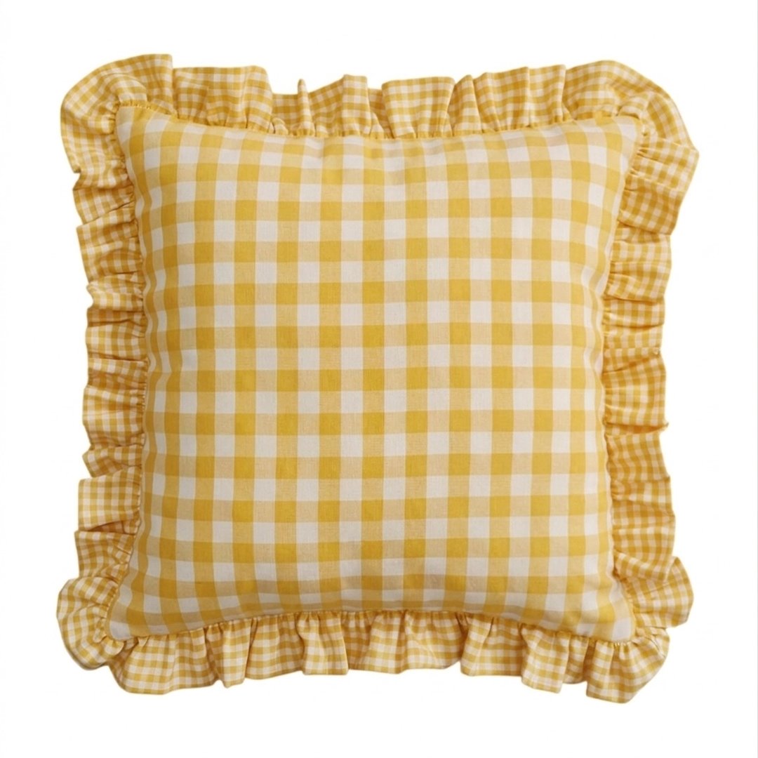 Fodera per cuscino arredo Vichy giallo 40x40 - immagine 2