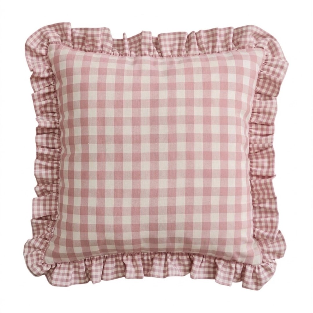 Fodera per cuscino arredo Vichy rosa 40x40 - immagine 2