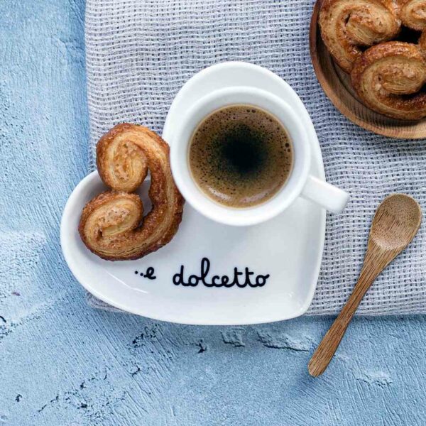 Due piattini per tazzina a cuore E Dolcetto