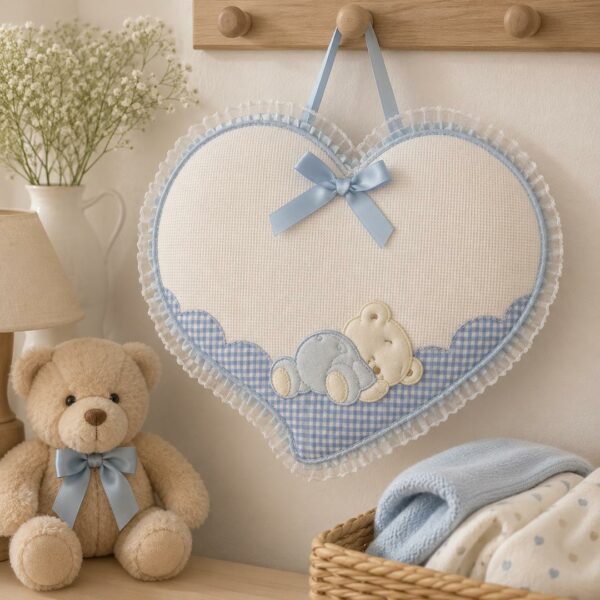 Fiocco nascita cuore azzurro