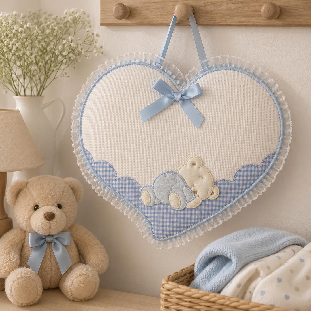 Fiocco nascita cuore azzurro