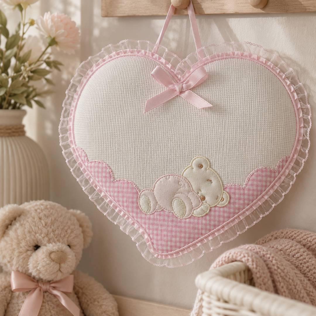 Fiocco nascita cuore rosa