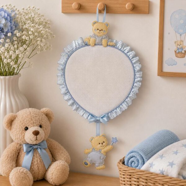Fiocco nascita palloncino orsetti azzurro