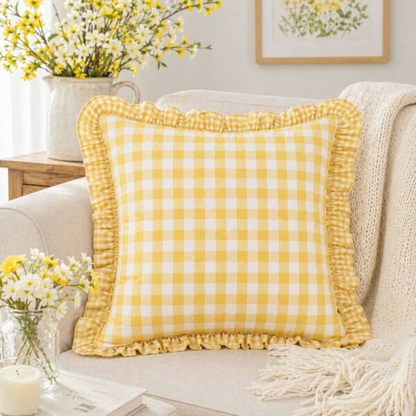 Fodera per cuscino arredo Vichy giallo 40x40
