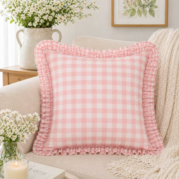 Fodera per cuscino arredo Vichy rosa 40x40