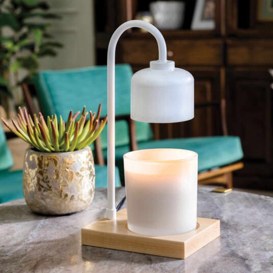 Lampada arco bianca con diffusore per cere e candele
