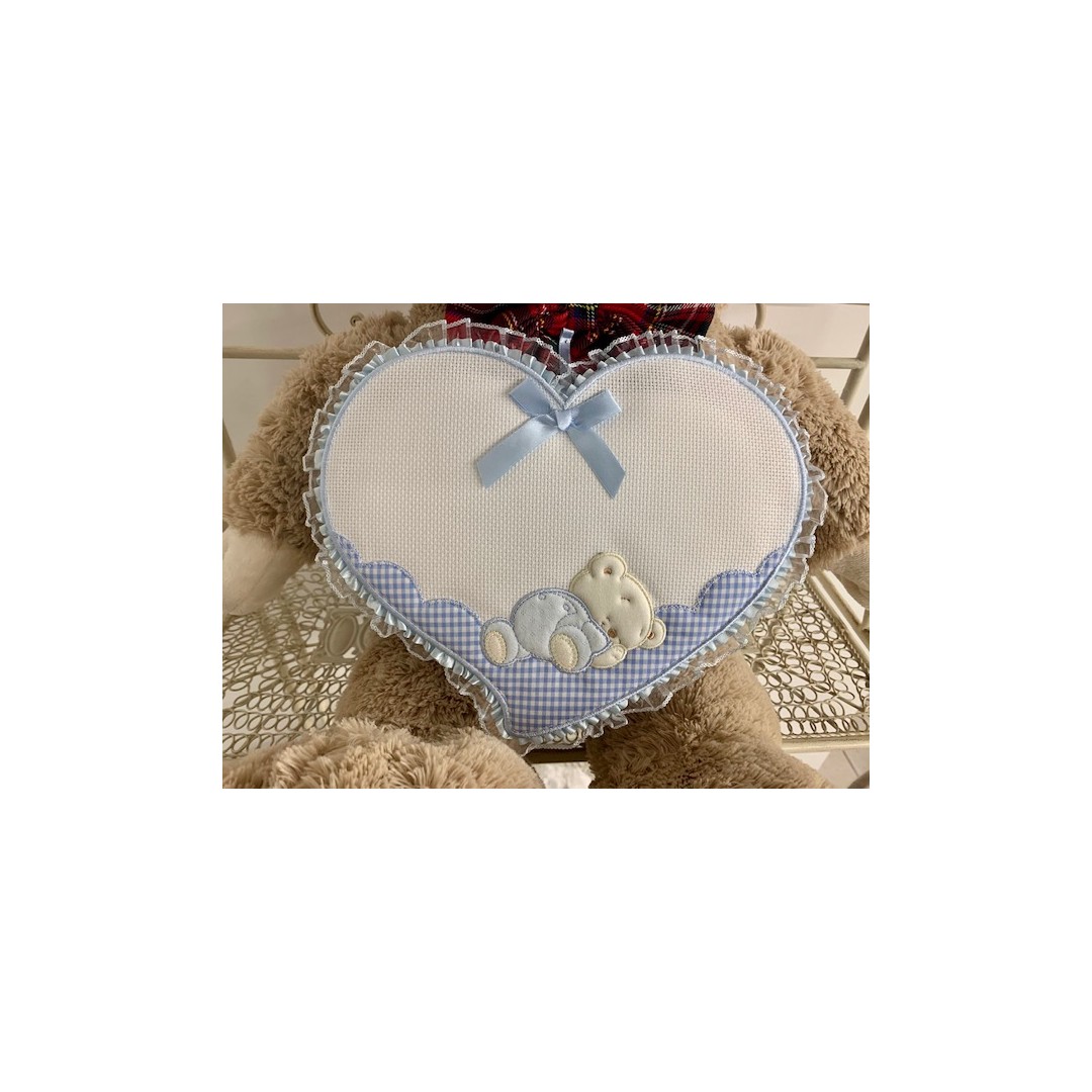 Fiocco nascita cuore azzurro - immagine 2